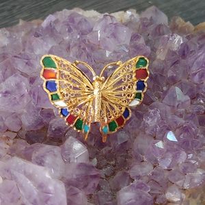 Antique butterfly brooch Turkish 14k gold